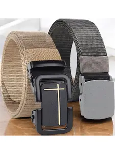 Metronaut Men Pack Of 2 Textured Formal Belt