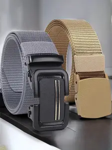 Metronaut Men Pack Of 2 Textured Belt