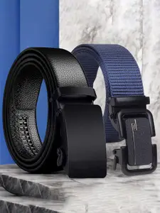 Metronaut Men Pack Of 2 Textured Belt