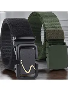 Metronaut Men Pack Of 2 Canvas Woven Design Belt