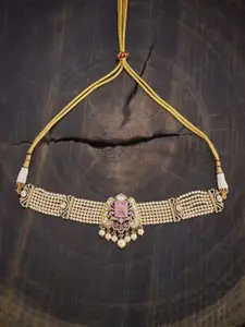 Kushal's Fashion Jewellery Embellished Bridal Victorian-Plated Kundan &  Statement Necklace