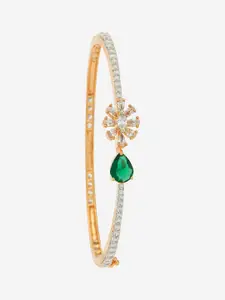 Kushal's Fashion Jewellery Gold-Plated Cubic Zirconia-Studded Party Kada Bangle