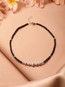 SARAF SILVERETZ 925 Sterling Silver-Plated Beaded Single Anklet