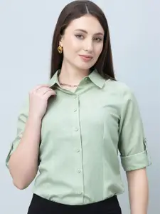 PURYS WORKSPACE Women Classic Fit Spread Collar Solid Formal Shirt