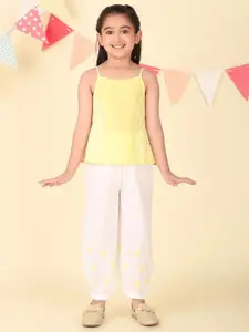 Fabindia Girls Embroidered Pure Cotton Top With Trouser