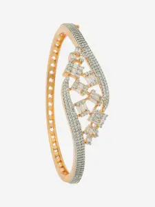 Kushal's Fashion Jewellery Gold-Plated Cubic Zirconia-Studded Party Kada Bangle