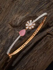 Kushal's Fashion Jewellery Gold-Plated Cubic Zirconia-Studded Party Kada Bangle