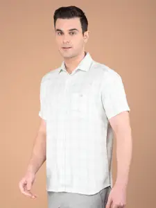 Crimsoune Club Men Classic Slim Fit Spread Collar Checked Cotton Casual Shirt