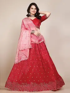 Jogmaya Fashion Embroidered Organza Ready To Wear Lehenga With Unstitched Blouse & Dupatta