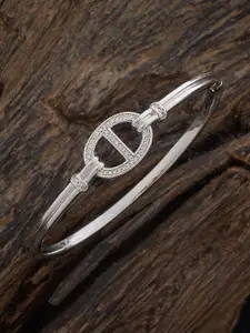 Kushal's Fashion Jewellery Rhodium-Plated Cubic Zirconia-Studded Party Kada Bangle