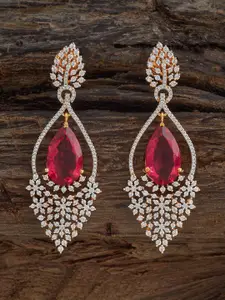 Kushal's Fashion Jewellery Gold Plated Zircon Embellished Bridal Teardrop  Drop Earrings