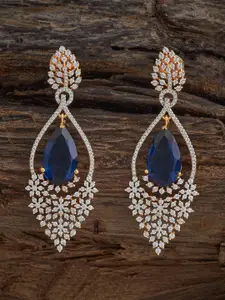 Kushal's Fashion Jewellery Sapphire Gold-Plated Zircon Embellished Bridal Earrings