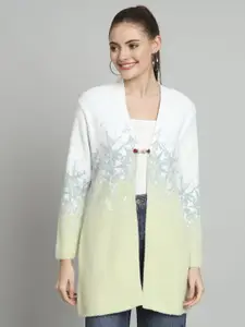 Chemistry Printed Woollen Longline Open Front Shrug