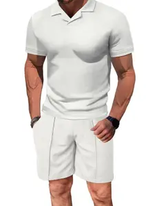 StyleCast x Revolte Notched Lapel Collar T-Shirt With Shorts