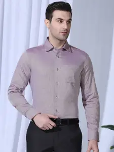 Blackberrys Men India Slim Fit Spread Collar Textured Cotton Formal Shirt