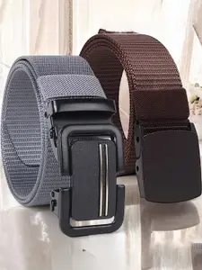 Metronaut Men Pack of 2 Textured Formal Belt