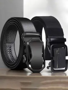 Metronaut Men Pack Of 2 Textured  Belt