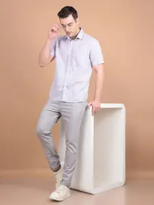 Crimsoune Club Men Classic Slim Fit Spread Collar Floral Printed Cotton Casual Shirt