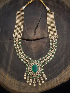 Kushal's Fashion Jewellery Victorian-Plated Kundan & Beaded Statement Necklace