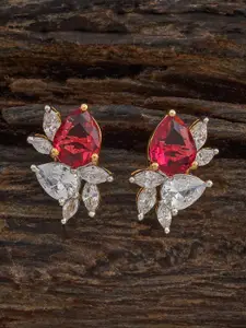 Kushal's Fashion Jewellery Rose Gold-Plated Zircon Embellished Bridal Floral Drop Earrings