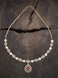 Kushal's Fashion Jewellery Gold-Plated Zircon Studded Statement Necklace