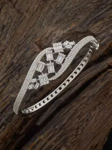 Kushal's Fashion Jewellery Rhodium-Plated Cubic Zirconia-Studded Party Kada Bangle