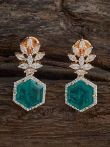 Kushal's Fashion Jewellery Gold Plated Zircon Embellished Bridal Floral Drop Earrings