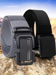 Metronaut Men Pack Of 2 Canvas Woven Design Belt