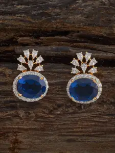 Kushal's Fashion Jewellery Rose Gold-Embellished Bridal Dome Shaped Zircon Jhumkas