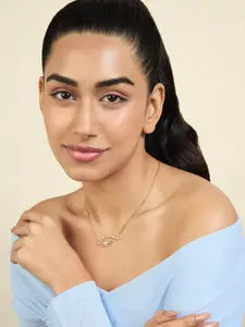 Isharya Brass 18KT Gold-Plated Cubic Zirconia Stone Studded Tennis Eye Necklace