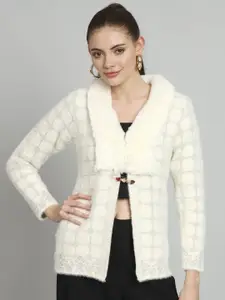 Chemistry Checked Woollen Open Front Shrug