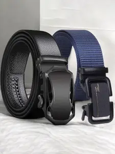 Metronaut Pack Of 2 Men Canvas Textured Belt