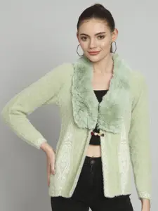 Chemistry ethnic Motifs Printed Woollen Open Front Shrug