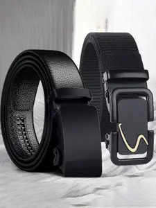 Metronaut Men Pack of 2 Textured Formal Belt