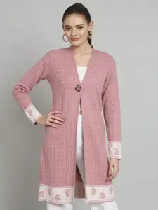 Chemistry Self Design Woollen Longline Open Front Shrug