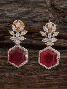 Kushal's Fashion Jewellery Embellished Bridal Rose Gold-Plated Contemporary Drop Earrings