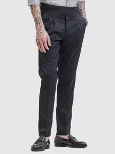 Snitch Men Smart Slim Fit Mid-Rise Pleated Trousers