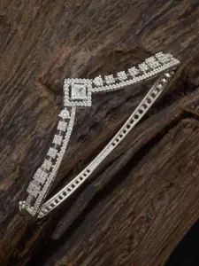 Kushal's Fashion Jewellery Rhodium-Plated Cubic Zirconia-Studded Party Kada Bangle