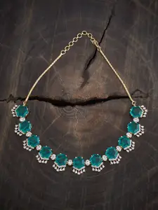 Kushal's Fashion Jewellery Gold-Plated Zircon Stone Studded Statement Necklace