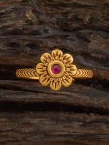 Kushal's Fashion Jewellery Gold Plated  Stones Studded  Ethnic Antique Finger Ring