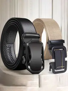 Metronaut Men  Pack of 2 Textured Formal Belt