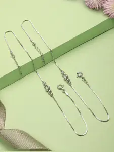 SARAF SILVERETZ Set Of 2 925 Sterling Silver-Plated Beaded Anklets