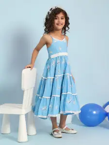 Biba Girls Floral Print A-Line Midi Dress