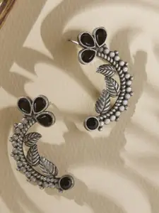 Priyaasi Silver Plated Artificial Stones Studded Contemporary Oxidized Kemp Drop Earrings