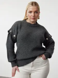 Trendyol Women Plus Size Ribbed Pullover