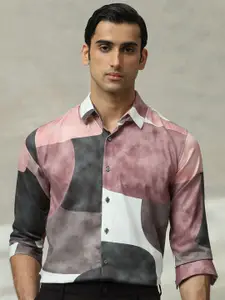 Mufti Men Slim Fit Spread Collar Abstract Printed Formal Shirt