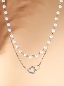 Priyaasi Gold-Plated Stone Studded & Pearls Beaded Layered Necklace