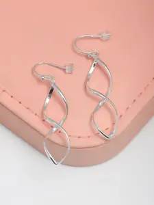 LeCalla 925 Sterling Silver-Plated Contemporary Shaped Drop Earrings