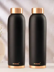 BOROSIL Black & Copper-Toned 2 Pieces Copper Water Bottle 1L Each