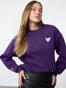 Trendyol Women Printed Round Neck Pullover Sweatshirt